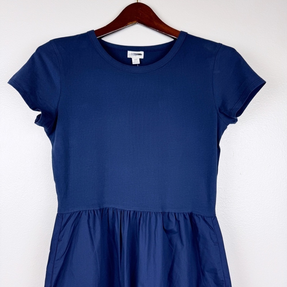 J. Crew Short Sleeve Lightweight Knit Mixy Dress Navy Size XS NWT - Picture 3 of 7